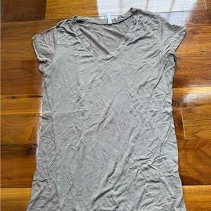 Casual V-Neck Taupe Top